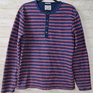 Lucky Brand True Indigo Long Sleeve Striped Henley